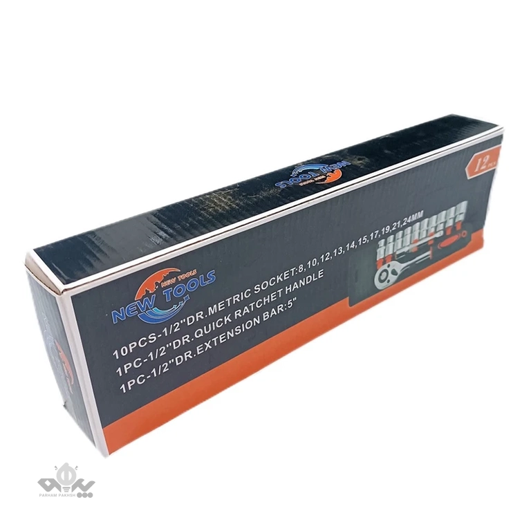 آچار بکس و جغجغه 12 عددی نیو تولز NEW TOOLS